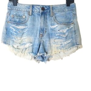 American Eagle Distressed Denim Festival Shorts Cutoff Jean Short Jorts